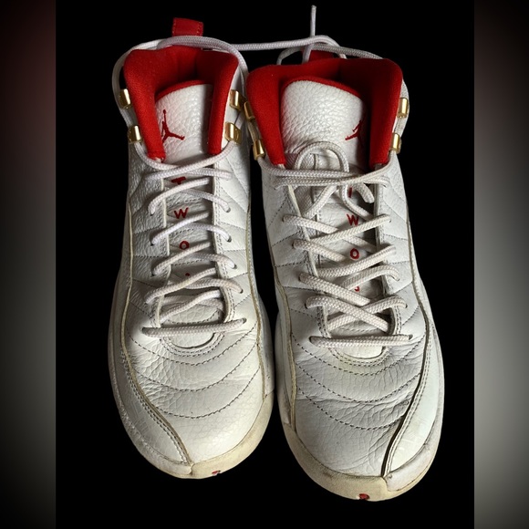 Youth Nike Air Jordan 12 Retro Fiba 130690-107 2019 White Red Metallic Gold - Picture 6 of 9